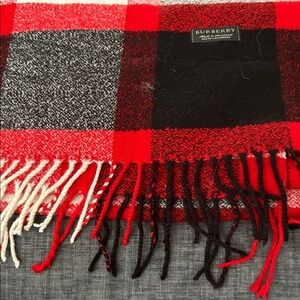 Burberry Red and Black Checkered Scarf